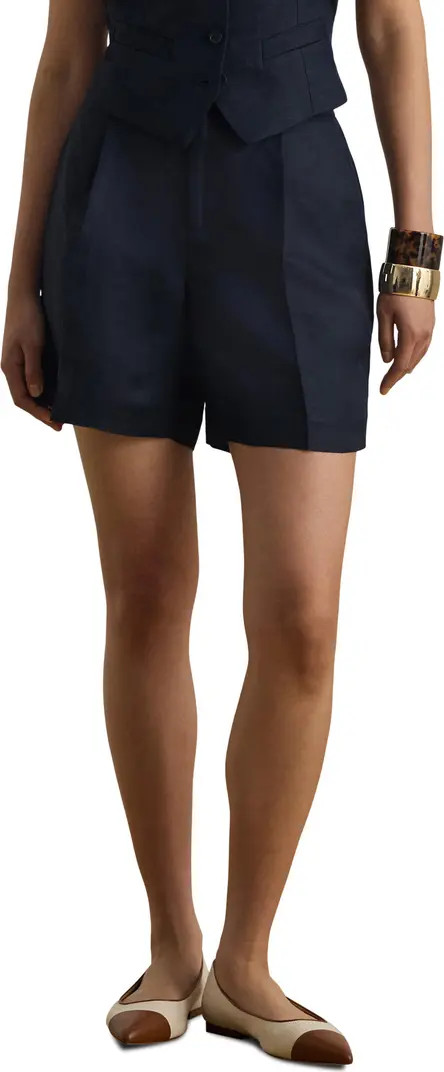 Pleated Linen Blend Twill Shorts | Nordstrom