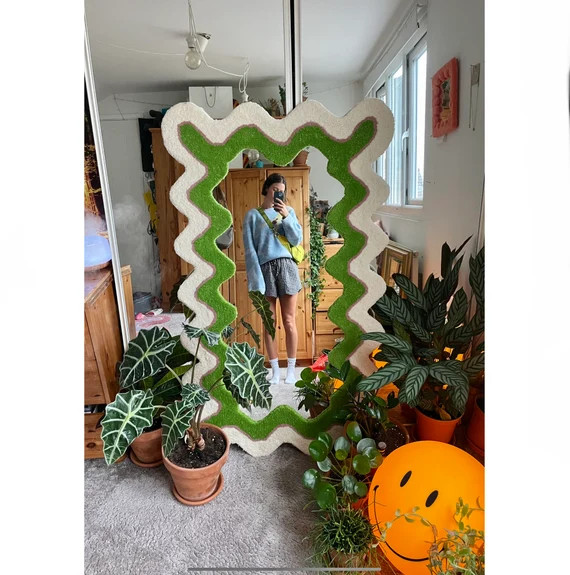 Extra large wavy tufted full length rug mirror - 150x90cm - ships March | Etsy (US)