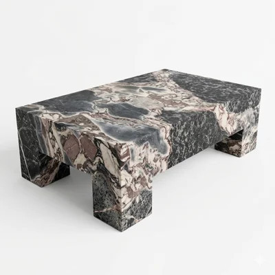 Genuine Marble Rectangular Coffee Table With Legs - Galaxy Blue Marble | Wayfair North America