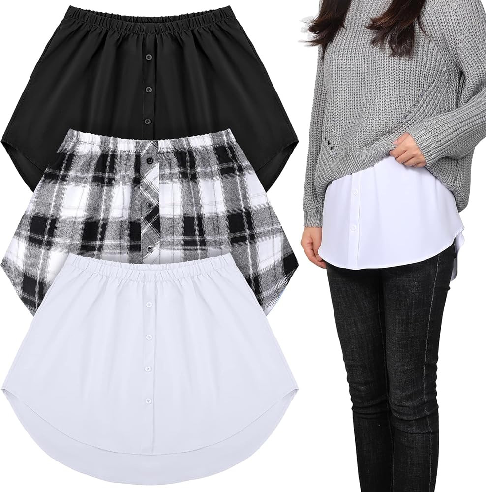 Geyoga 3 Pcs Women's Shirt Extenders Mini Adjustable Layering Fake Top Lower Sweep Shirt Half Len... | Amazon (US)