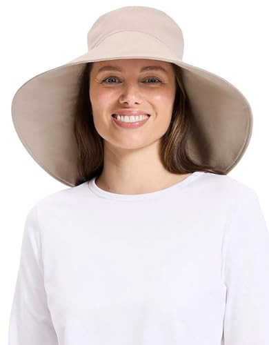 Solbari Women’s Ultra-Wide Cotton Linen Sun Hat UPF 50+ - Light Natural - Small-Medium | Amazon (US)