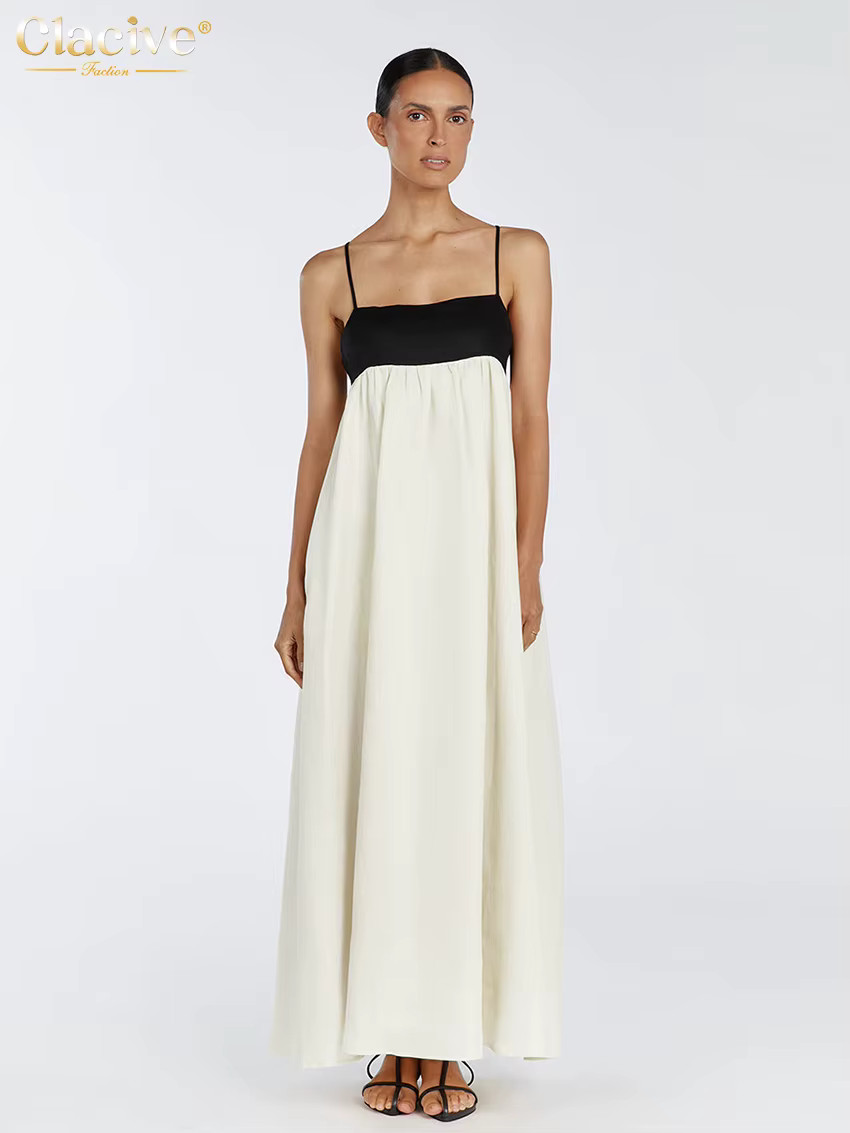 Clacive Sexy Loose Beige Cotton Women'S Dress 2024 Summer Strap Sleeveless Ankle Length Dresses E... | AliExpress (US)