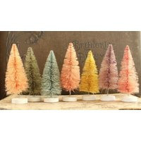 Holiday Tree Sale Pastel Bottle Brush Trees - 4 Inch Vintage Style Putz Village Christmas Tree Dollhouse Holiday Winter Mantle | Etsy (US)