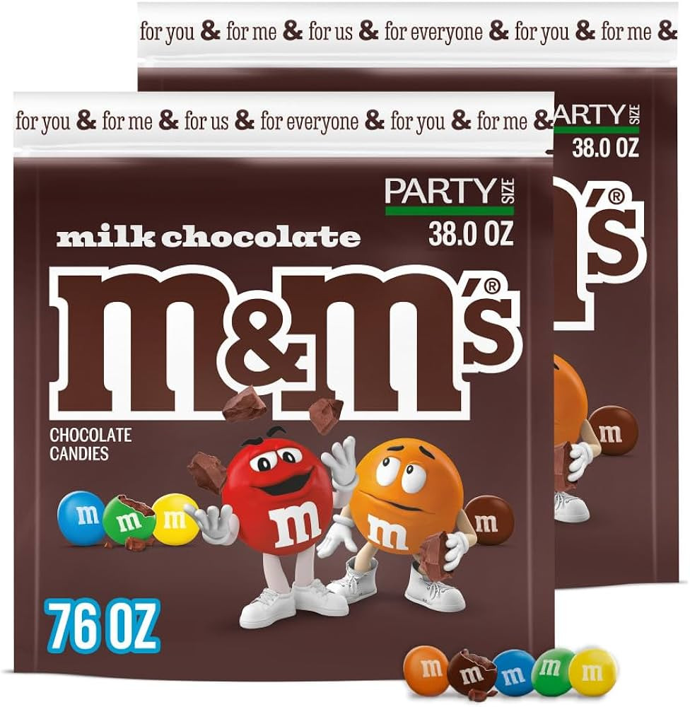 M&M'S Milk Chocolate Candy, Party Size, 38 oz Bag (Pack of 2) | Amazon (US)