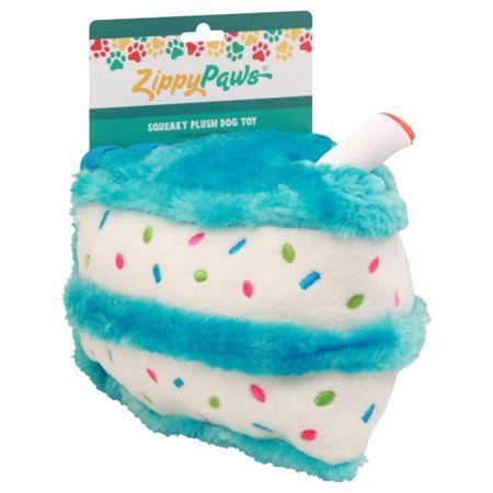 ZippyPaws Plush Birthday Cake Dog Toy - Blue - One Size | Walmart (US)