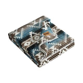 Jericho Dusty Teal/Brown Flannel Reversible 60 x 70 Throw Blanket | The Home Depot