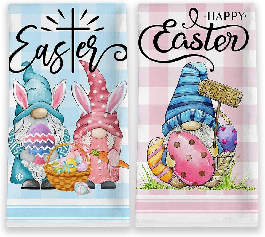 Hexagram Easter Kitchen Towels 18”x 28”, Easter Kitchen Decor, Gnome Hand Towels for Bathroom... | Amazon (US)