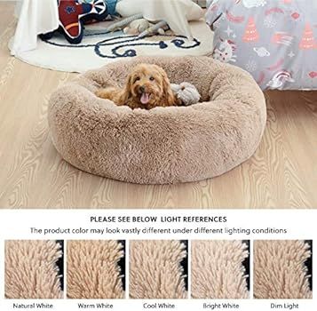 Bedsure Calming Dog Beds for Small Medium Large Dogs - Round Donut Washable Dog Bed, Anti-Slip Faux  | Amazon (US)