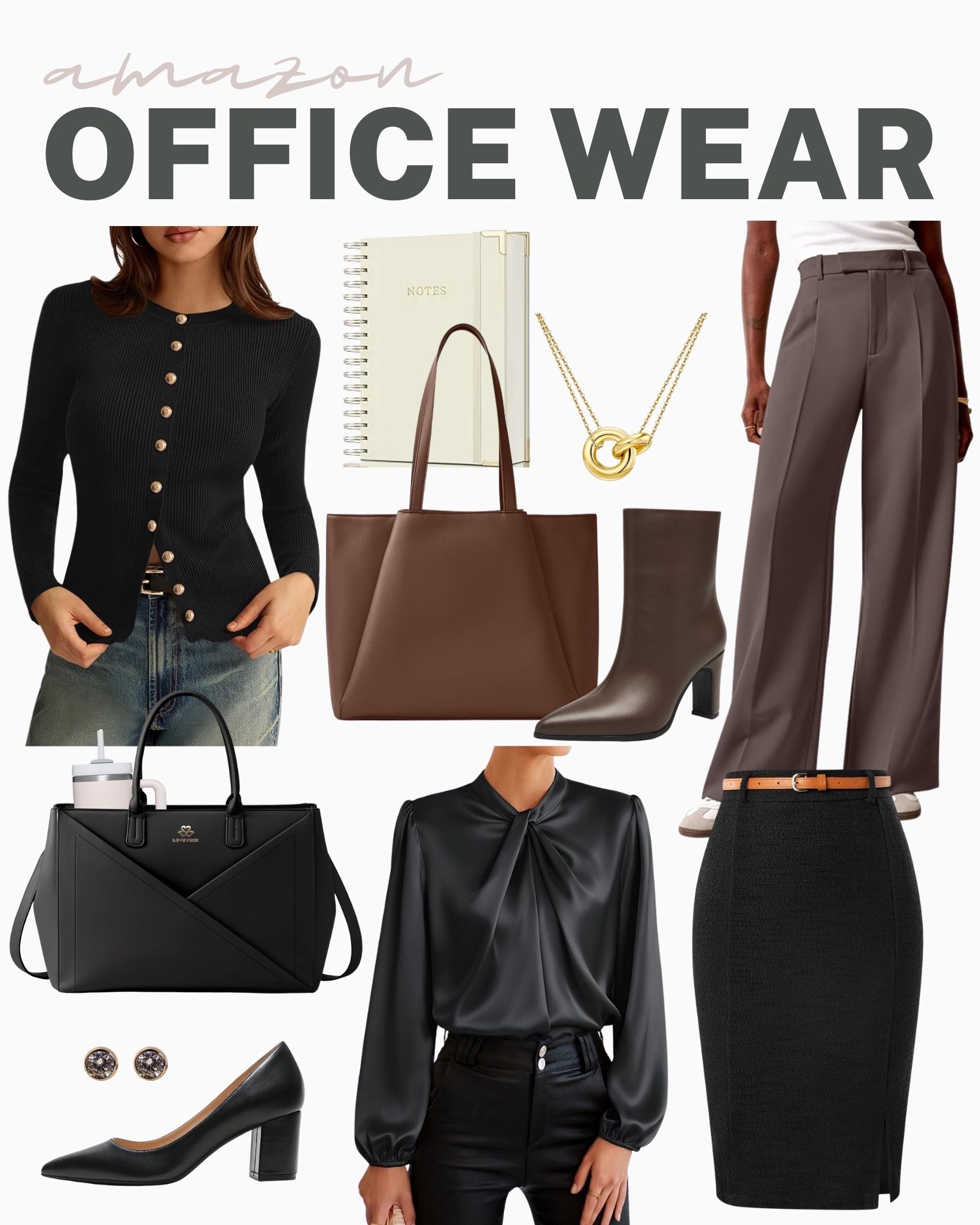 Add trendy new pieces to your office wardrobe for comfy and cute work outfits!
satin blouse, gold nnecklace, work pants, pencil skirt, work tops, office style, stylish workwear, business casual, trendy office wear, professional looks, wardrobe update, fall style, amazon fashion, affordable look, fall outfit idea

#LTKU #LTKFindsUnder50 #LTKSeasonal