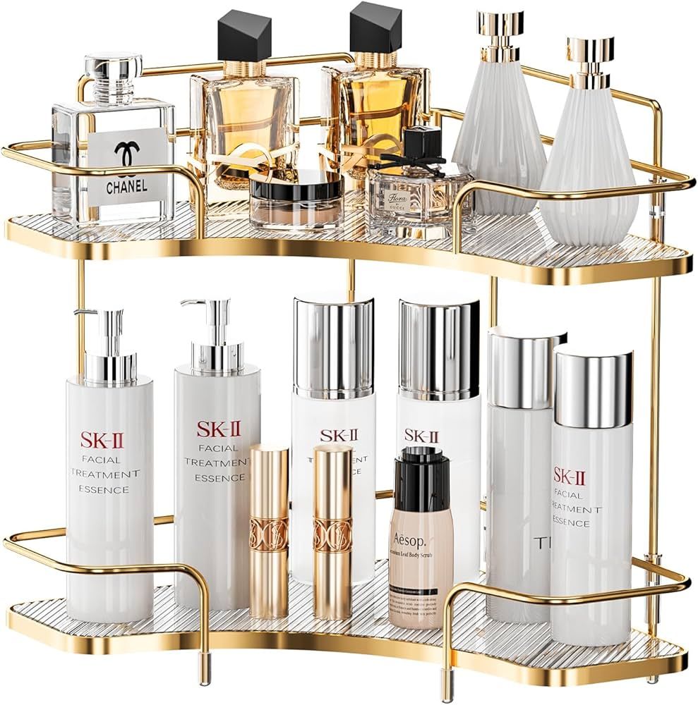 Corner Bathroom Countertop Organizer, 2 Tier Makeup Organizer for Vanity and Bathroom Countertop ... | Amazon (US)