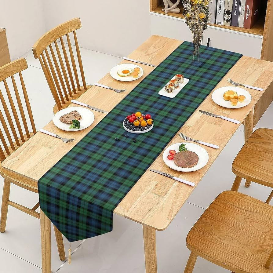 Plaid Table Runner Black Watch Ancient Tartan Table Kitchen Decoration for Home Party Decor | Amazon (US)