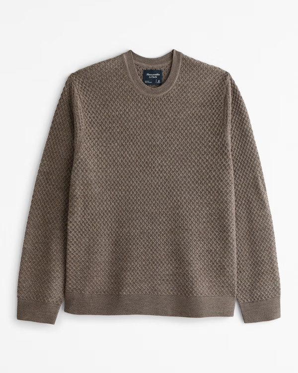 Men's Merino Wool-Blend Crew Sweater | Men's 20% Off Almost All Sweaters & Sweatshirts | Abercrom... | Abercrombie & Fitch (UK)