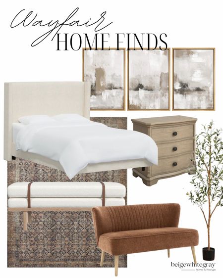 Wayfair home finds! Shop here! Wayfair home finds that are perfect in any house! From the upholstered be, to the beautiful rug and nightstand, and very affordable but equally beautiful bench! 

#LTKSeasonal #LTKhome #LTKCyberWeek