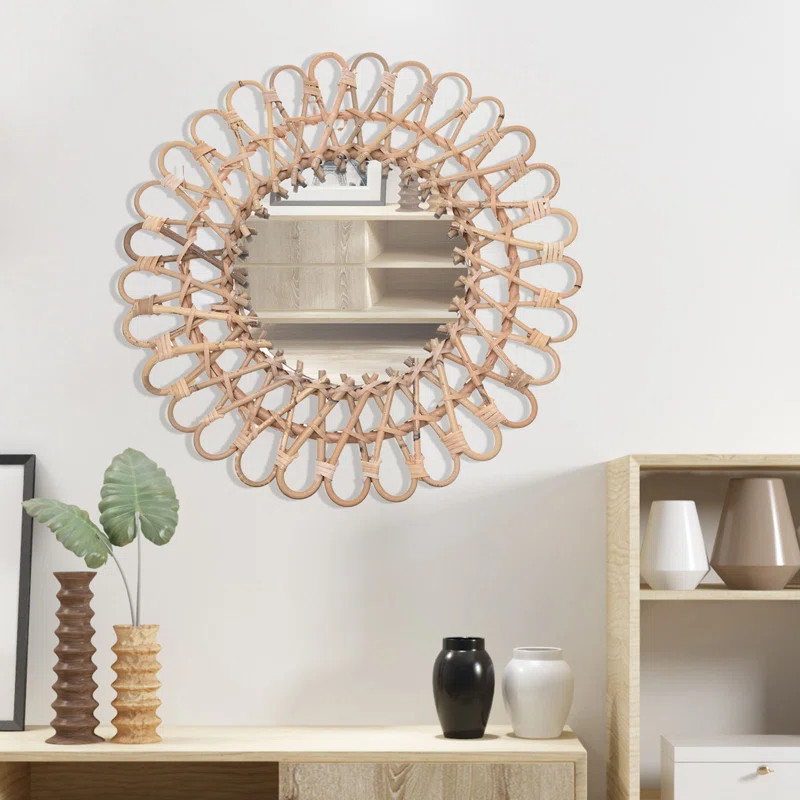 15.75" Wall-Mounted Rattan Round Mirror | Wayfair North America