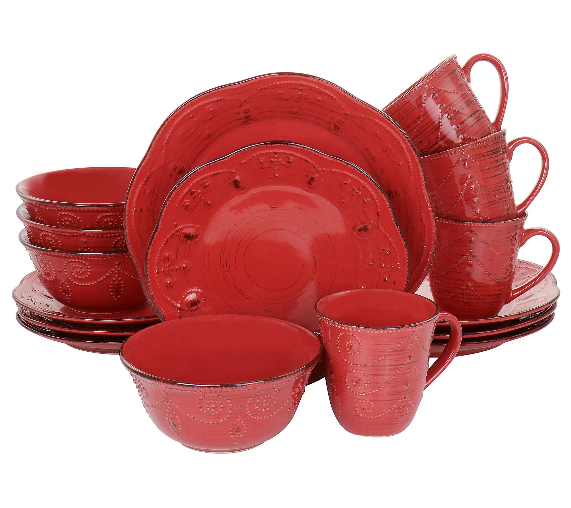 Elama Rustic Birch 16-Piece Stoneware Dinnerwar e Set | QVC