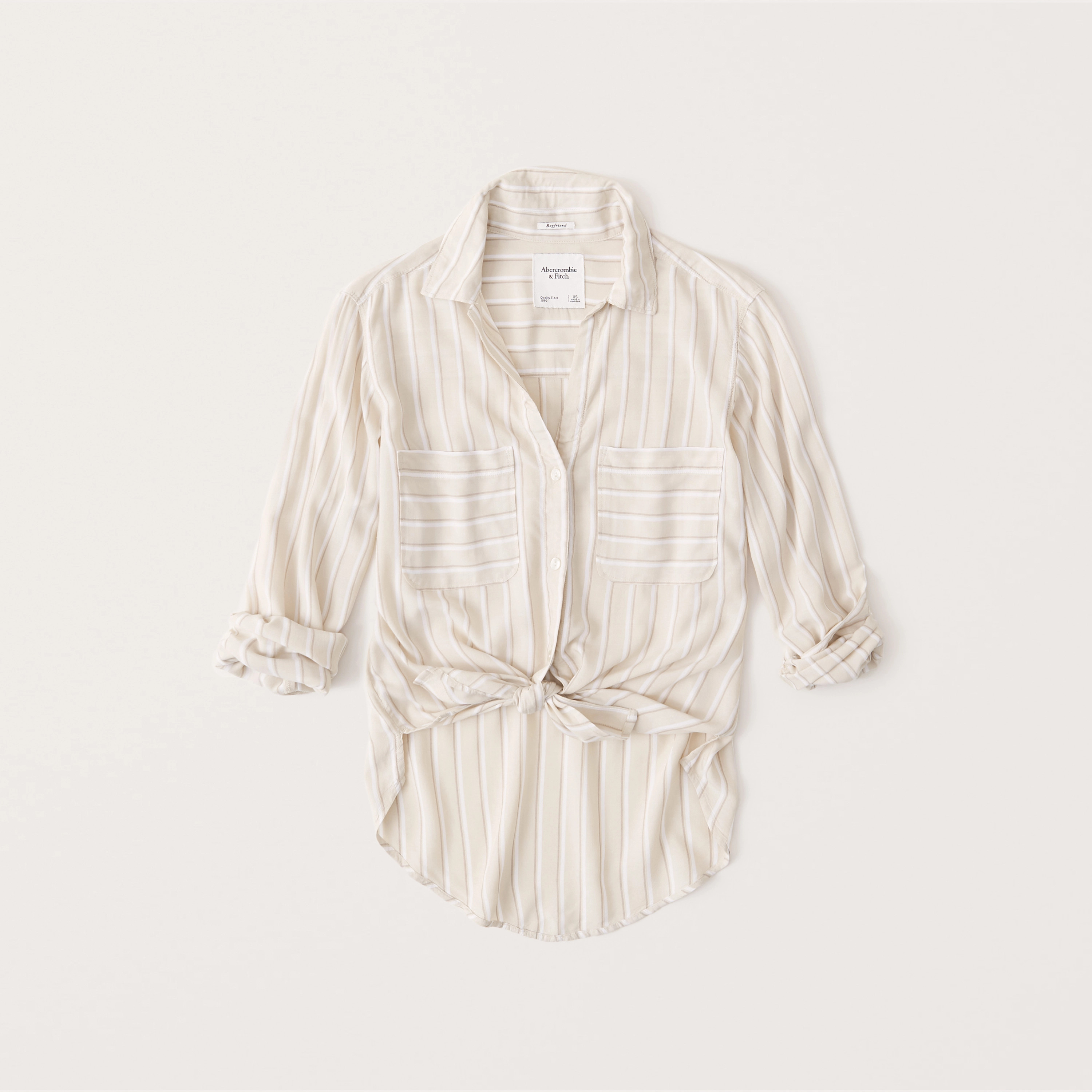 Long-Sleeve Tie-Front Shirt | Abercrombie & Fitch (US)