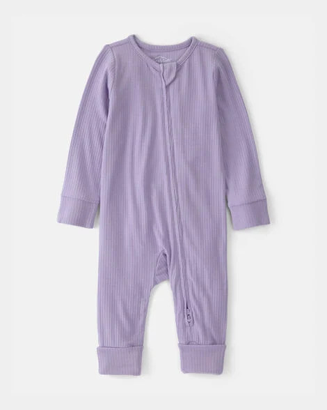 Baby Girl 2-Way Zip PurelySoft Sleep & Play Pajama - Purple | Carter's | Carter's Inc