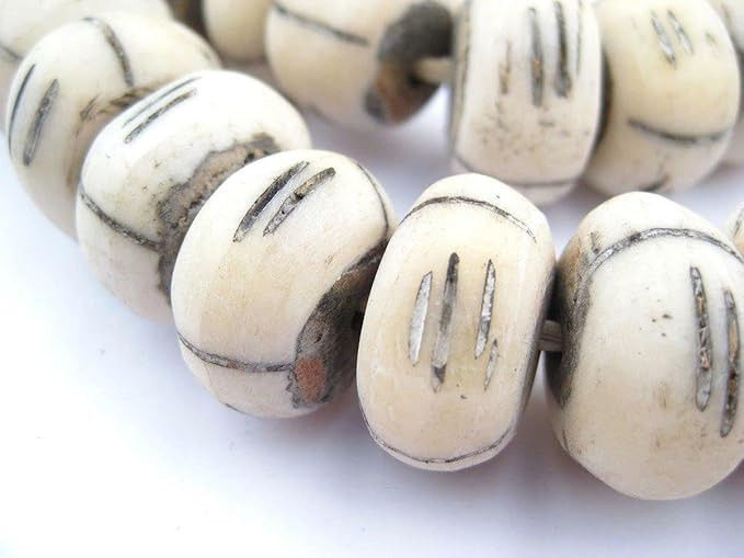 The Bead Chest Carved White Bone Beads - Full Strand of Fair Trade Artisanal African Beads (Triba... | Amazon (US)