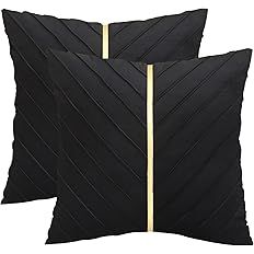 Tosleo Black Velvet Throw Pillow Covers 18x18 Pack of 2,Decorative Couch Luxury Modern Pillow Cov... | Amazon (US)