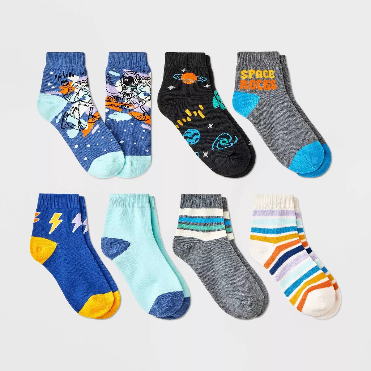 Boys' 7pk Ankle Space Socks - Cat & Jack™ Heather Blue | Target