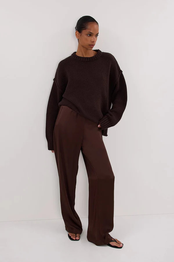 MONICA BITTER CHOC SATIN PANT | DISSH