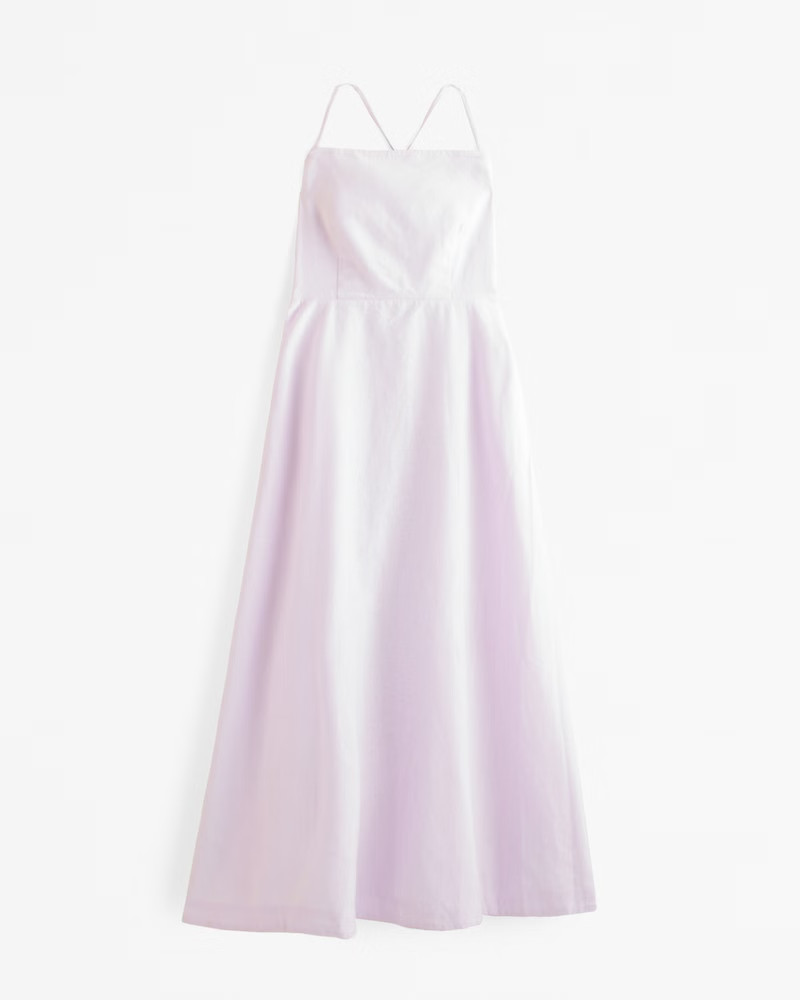 Lace-Up Linen-Blend Maxi Dress | Abercrombie & Fitch (US)