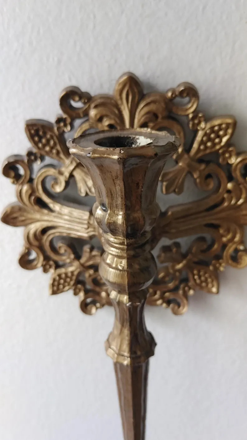 1 Vintage Single Candle Syroco Wall Decor Plastic - Etsy | Etsy (US)