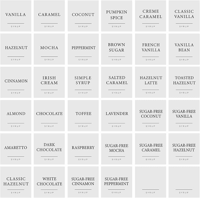 36PCS Transparent Coffee Syrup Labels Stickers, Minimalist Clear Waterproof Decals for Coffee Bar... | Amazon (US)