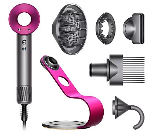Dyson Supersonic Hairdryer with Attachments and Display Stand - QVC.com | QVC