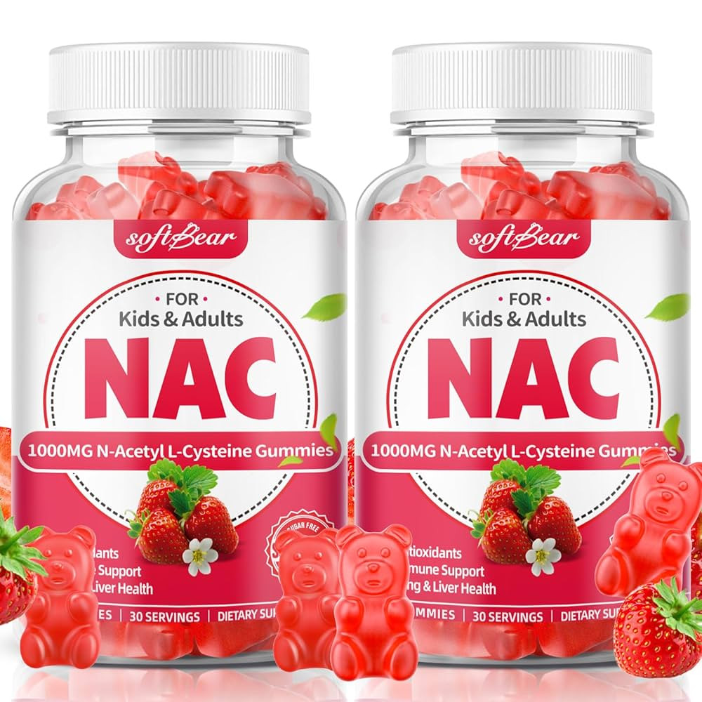 softbear 2 Pack NAC Gummies for Kids & Adults, NAC Supplement 1000mg N Acetyl Cysteine Supports L... | Amazon (US)