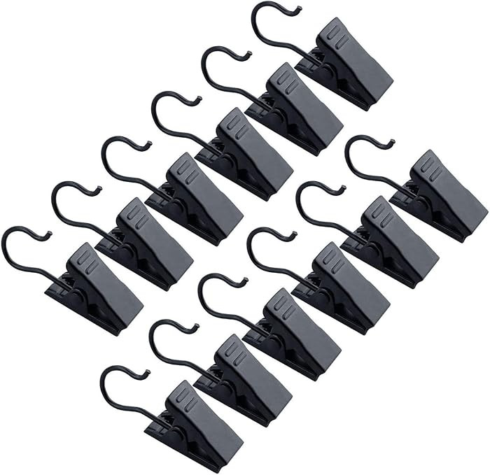 JANYUN 30 Pack Small Heavy-Duty Hook Clip Set Metal Curtain Hangers Clips for Clip Photo Home Dec... | Amazon (US)