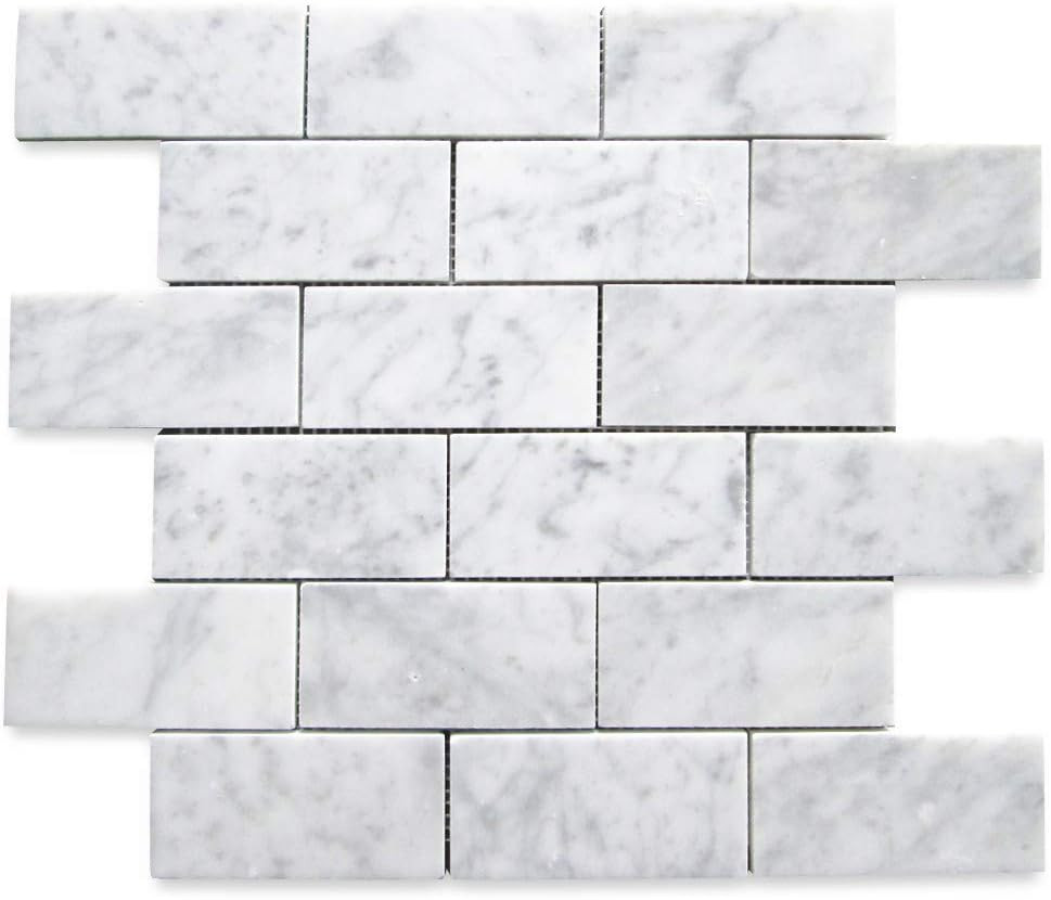Stone Center Online Carrara White Marble 2x4 Grand Brick Subway Mosaic Tile Polished for Kitchen ... | Amazon (US)