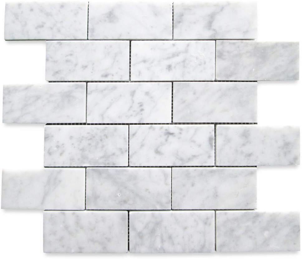 Stone Center Online Carrara White Marble 2x4 Grand Brick Subway Mosaic Tile Polished for Kitchen ... | Amazon (US)