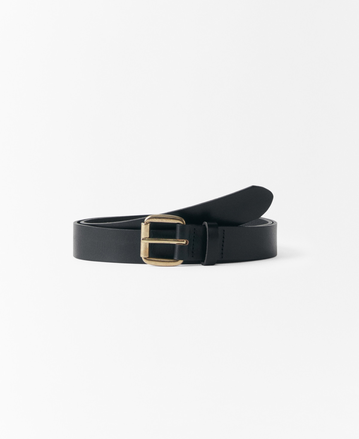 Mango Women's Square Buckle Leather Belt - Black | Macy's