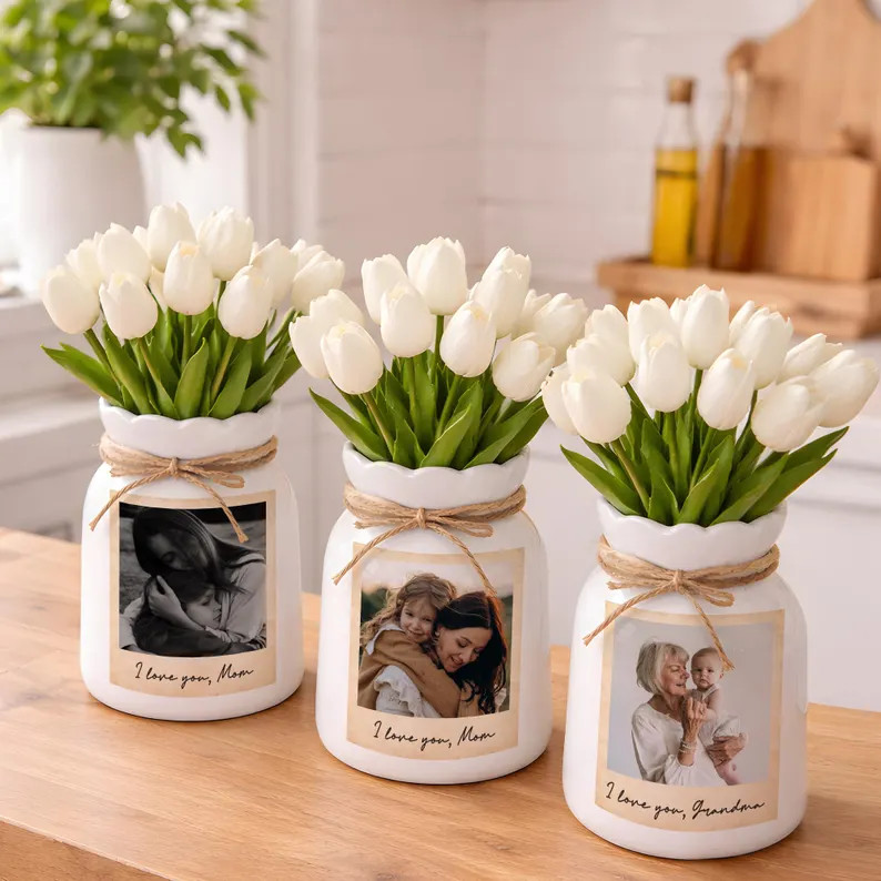 Personalized Photo Vase for Mom, Custom Picture Flower Vase, Mother's Day Gift | Etsy (US)