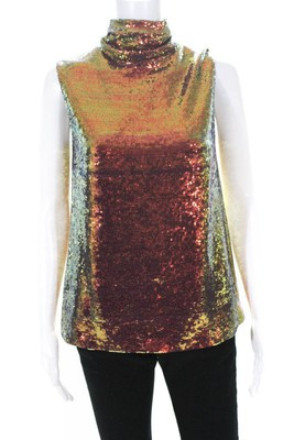 LAPOINTE Womens Iridescent Sequins Draped Neck Shift Tank - Multi Size 2  | eBay | eBay US
