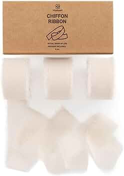Vitalizart Light Nude Chiffon Silk Ribbon 1" x 21Yd Fringe Fabric Eco-Friendly Package (3 Rolls *... | Amazon (US)