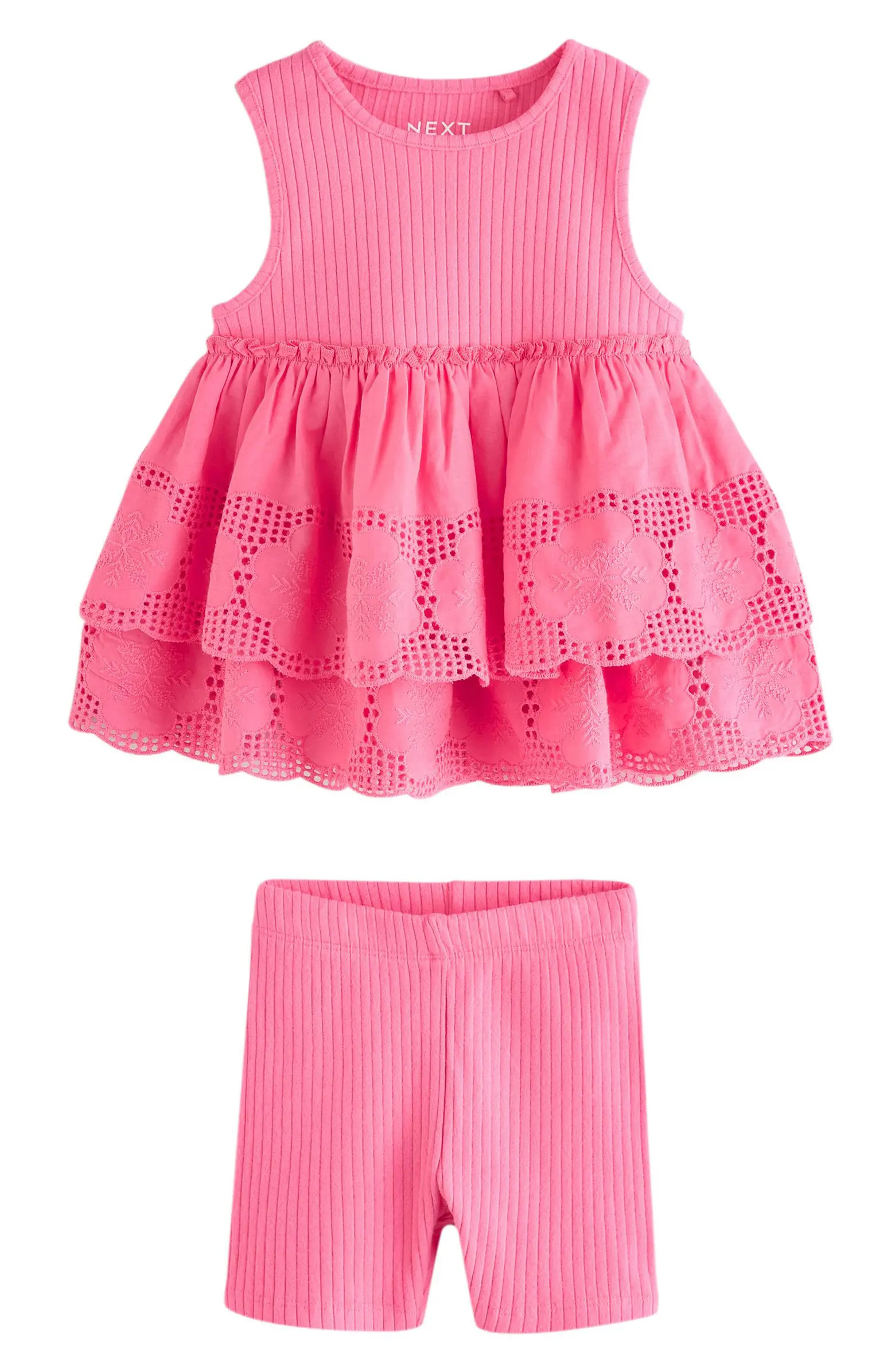 Kids' Frill Floral Eyelet Top & Shorts Set | Nordstrom