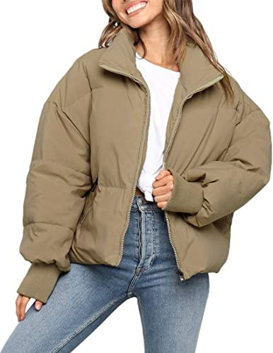 ZESICA Women's Winter Warm Long Sleeve Zip Up Drawstring Baggy Cropped Puffer Down Jacket Coat Ou... | Amazon (US)