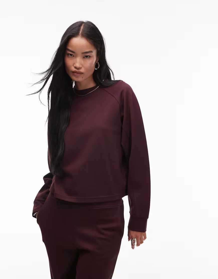 Mango sweatshirt co-ord in burgundy-Red | ASOS (Global)