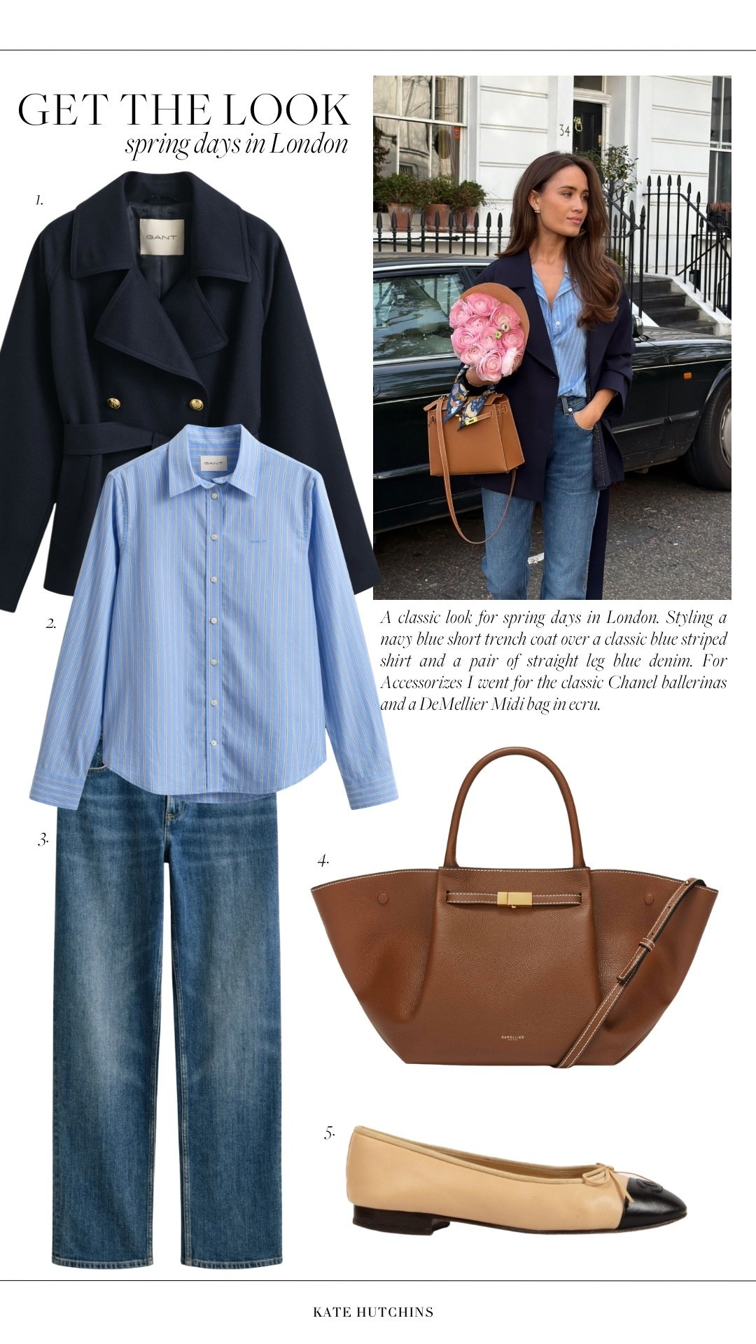 A classic look for spring days in London. Styling a navy blue short trench coat over a classic blue striped shirt and a pair of straight leg blue denim. For Accessorizes I went for the classic Chanel ballerinas and a DeMellier Midi bag in ecru.


#LTKspringtrends #LTKuk #LTKspring