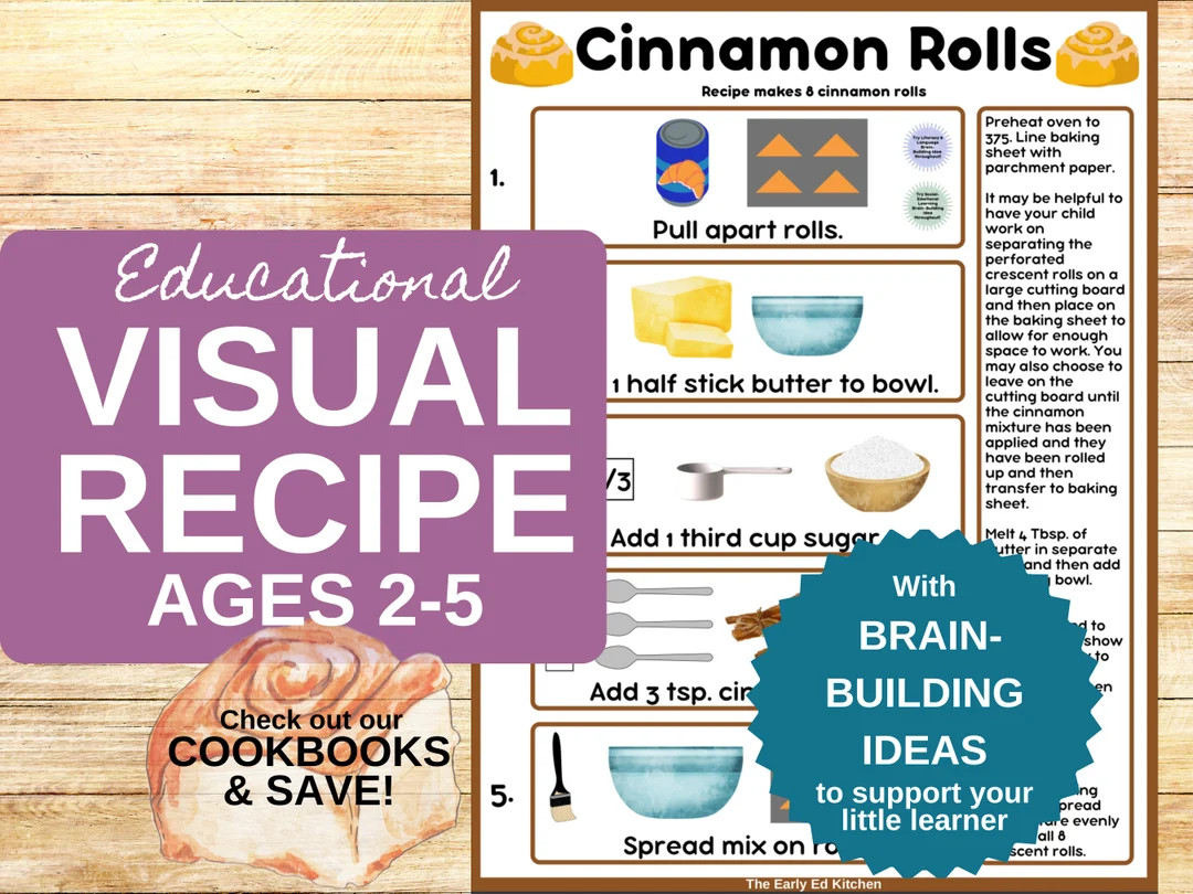 Cinnamon Roll Visual Recipe From Cookbook for Kids, Christmas Gift for 3 Year Old Girl, STEM Toy ... | Etsy (US)