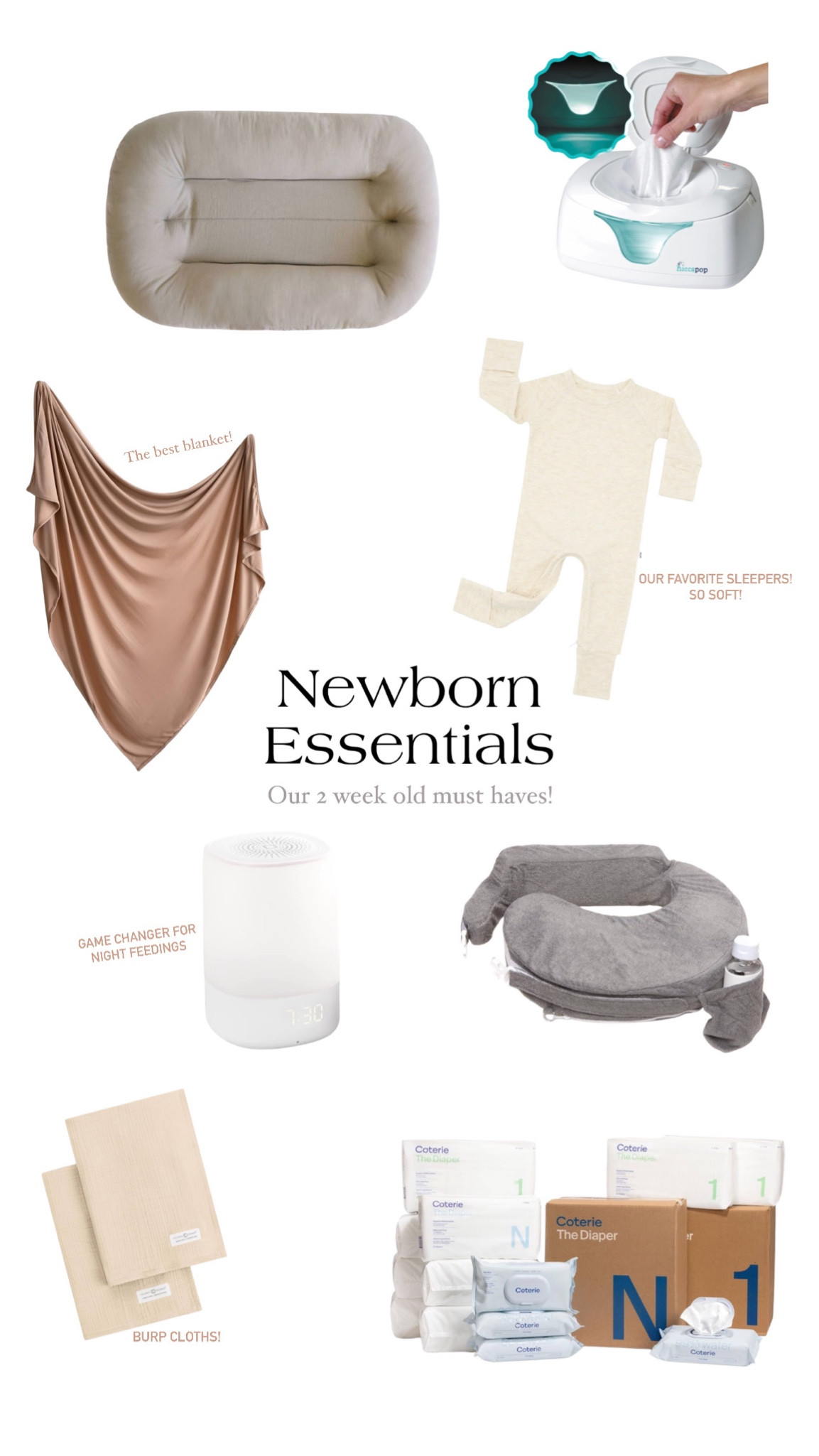 Newborn Essentials
Our 2 week old must haves
Swaddle / my Brest friend nursing pillow / snuggle me organic / nanit sound machine night light / little sleepies sleeper onesies footies / coterie diapers wipes / burp cloths / wipe warmers 

#LTKKids #LTKBump #LTKBaby