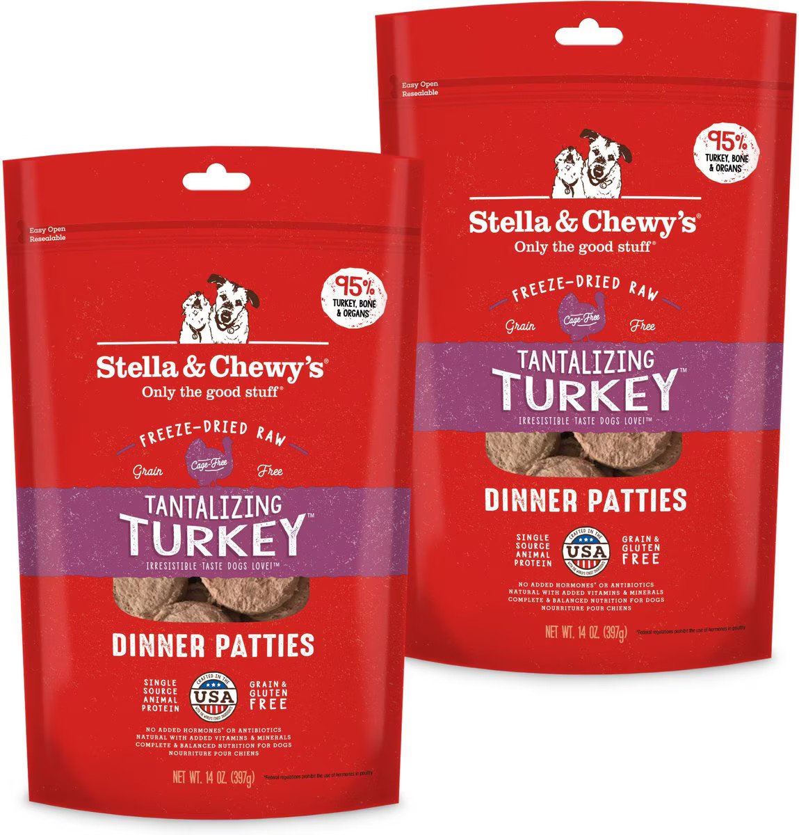 Stella & Chewy's Tantalizing Turkey Dinner Patties Freeze-Dried Raw Dog Food, 14-oz bag, bundle o... | Chewy