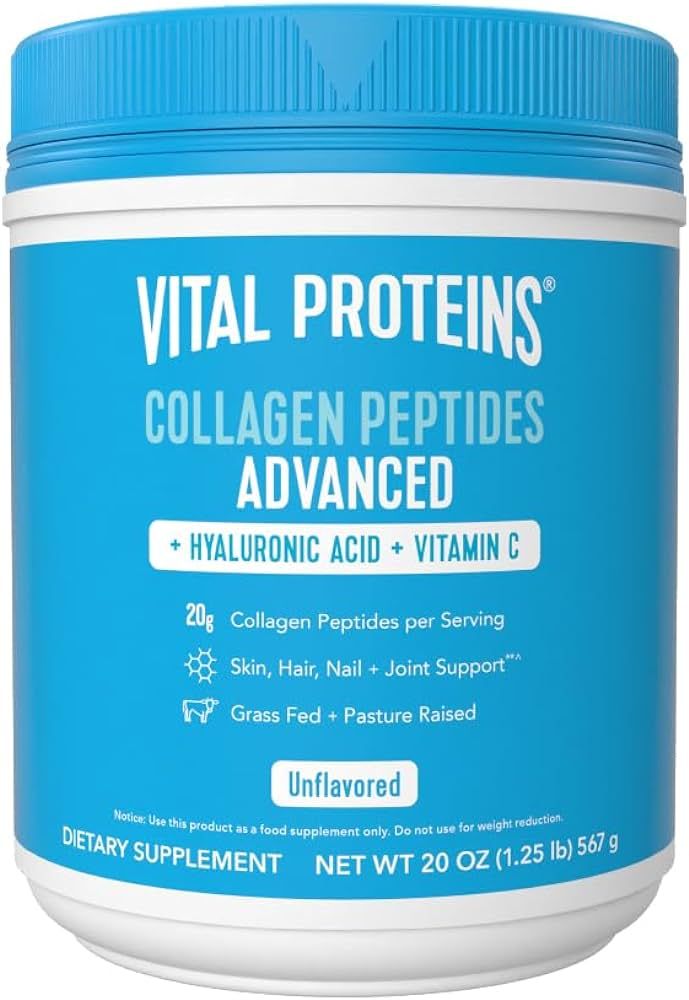 Vital Proteins Collagen Peptides Powder with Hyaluronic Acid and Vitamin C, Unflavored, 20 oz | Amazon (US)