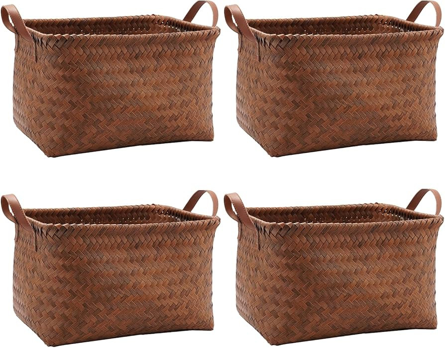 GIB Wicker Storage Baskets for Shelves, Woven Laundry Basket for Organizing Clothes Blanket Baske... | Amazon (US)