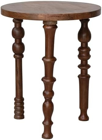 Creative Co-Op Mango Wood Side Table with Turned Legs, Walnut Finish | Amazon (US)