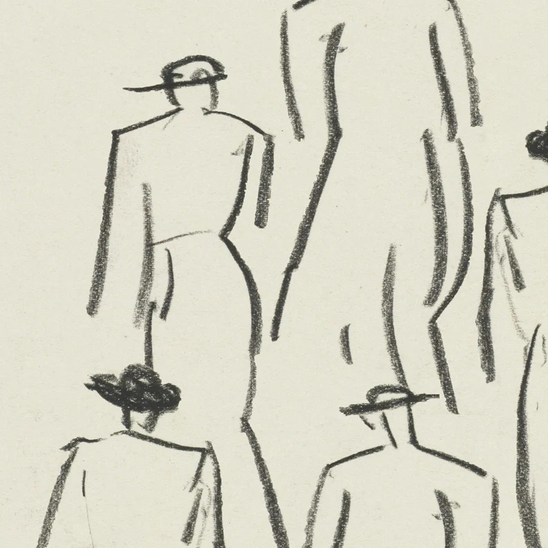 Vintage Charcoal Drawing, Abstract Figure Art, Gallery Wall Print, Sketch Art, Antique Drawing, A... | Etsy (US)