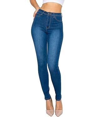 High Waisted-Rise Colored Stretch Skinny Destroyed Ripped Distressed Jeans for Women Olive Mustar... | Amazon (US)