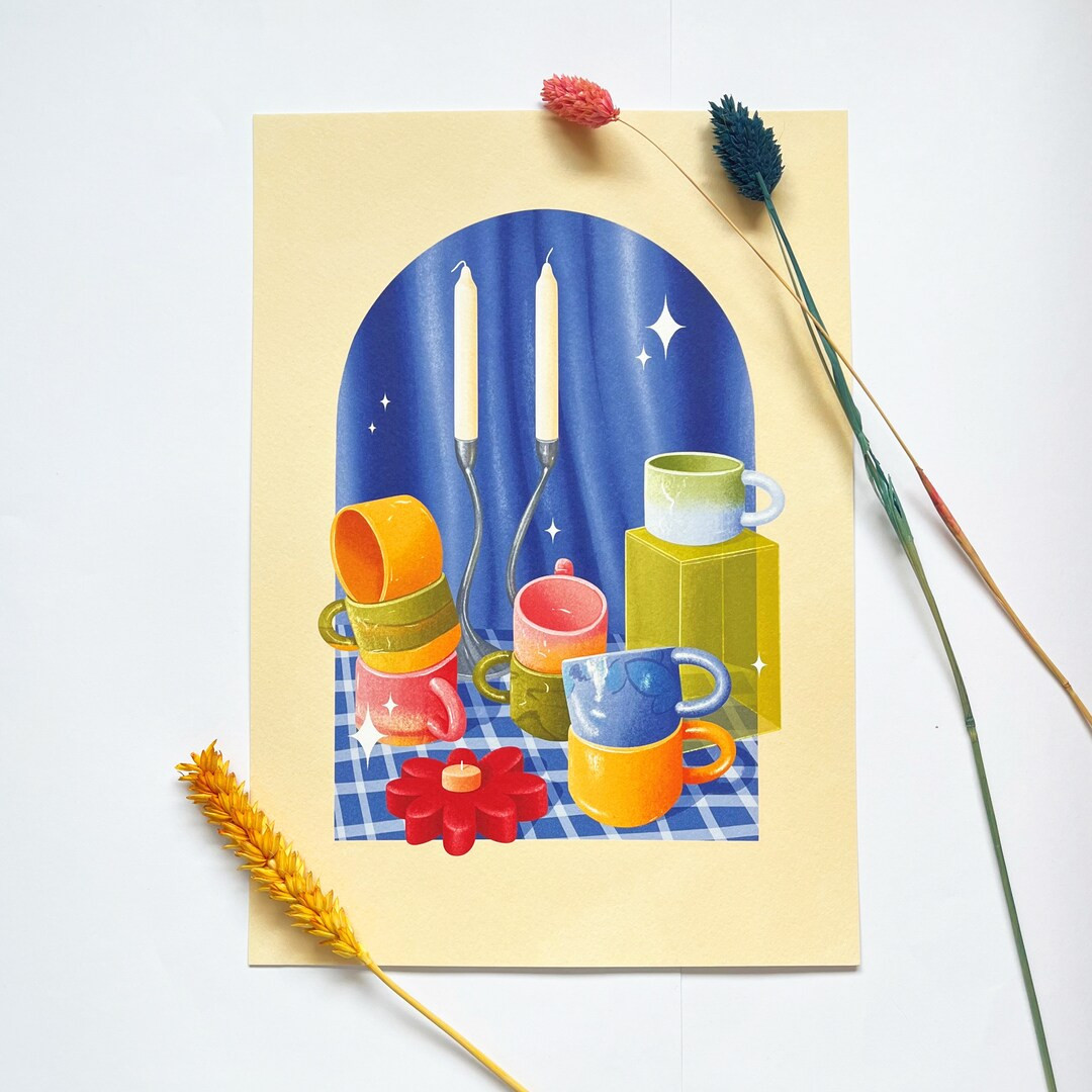 A4 Retro Colourful Still Life Print Colourful Maximalist Room - Etsy | Etsy (US)